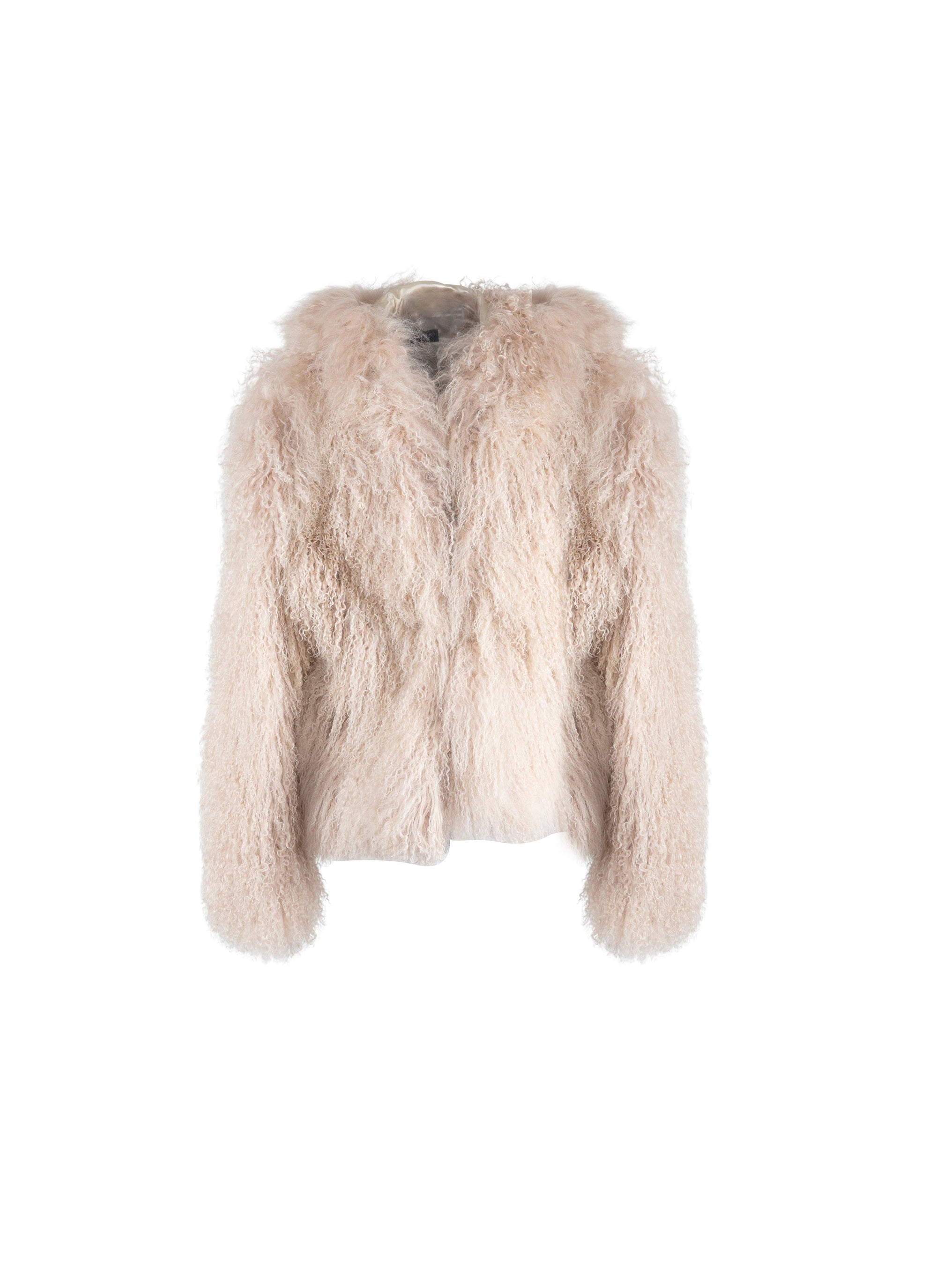 All-over fur jacket in leather - Vanilla