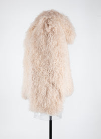 All-over fur jacket in leather - Vanilla