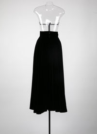 Long velvet skirt - Black intense