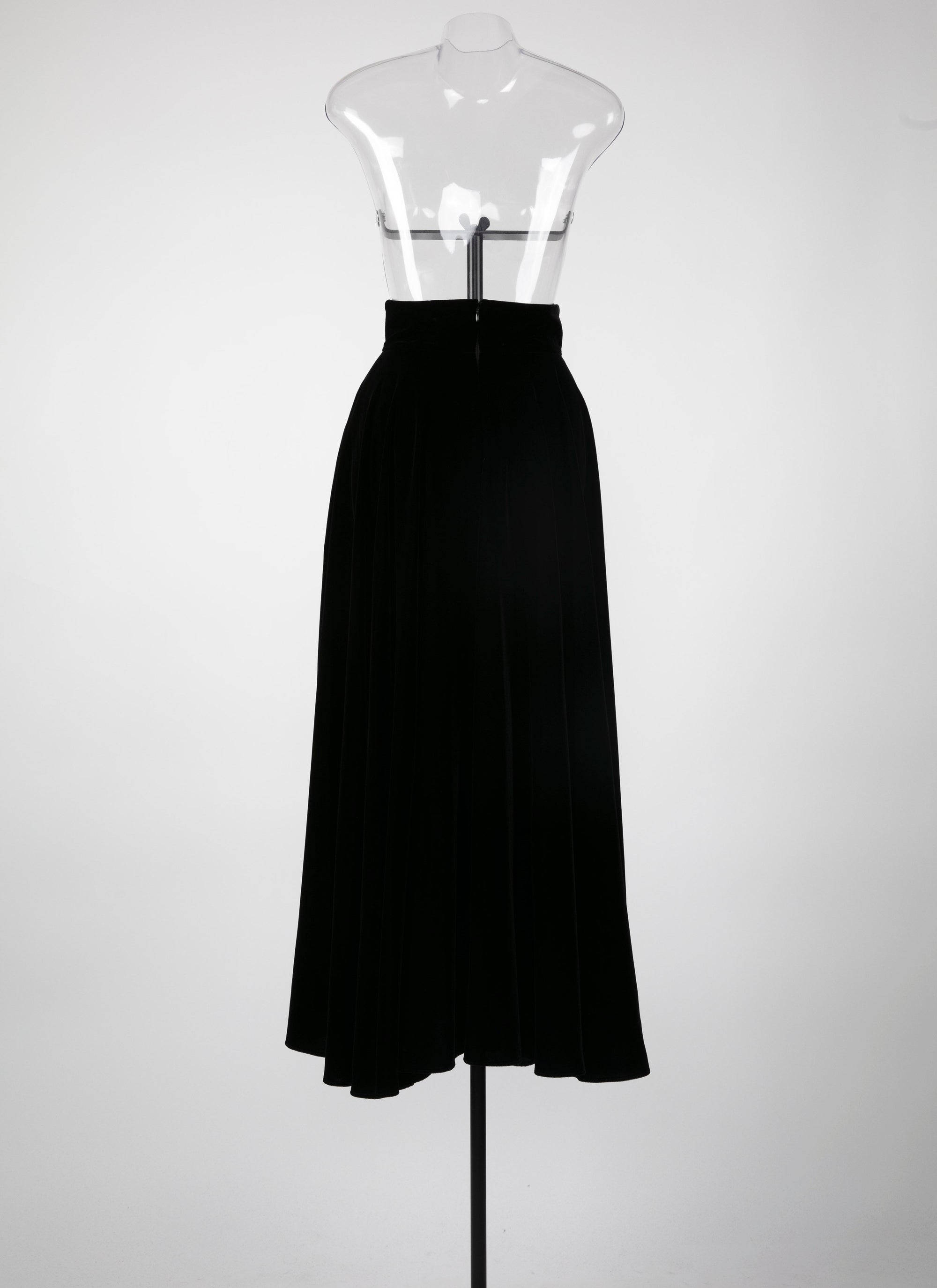 Long velvet skirt - Black intense