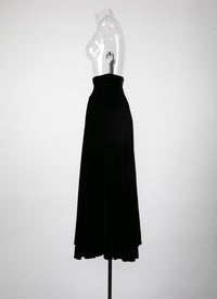 Long velvet skirt - Black intense