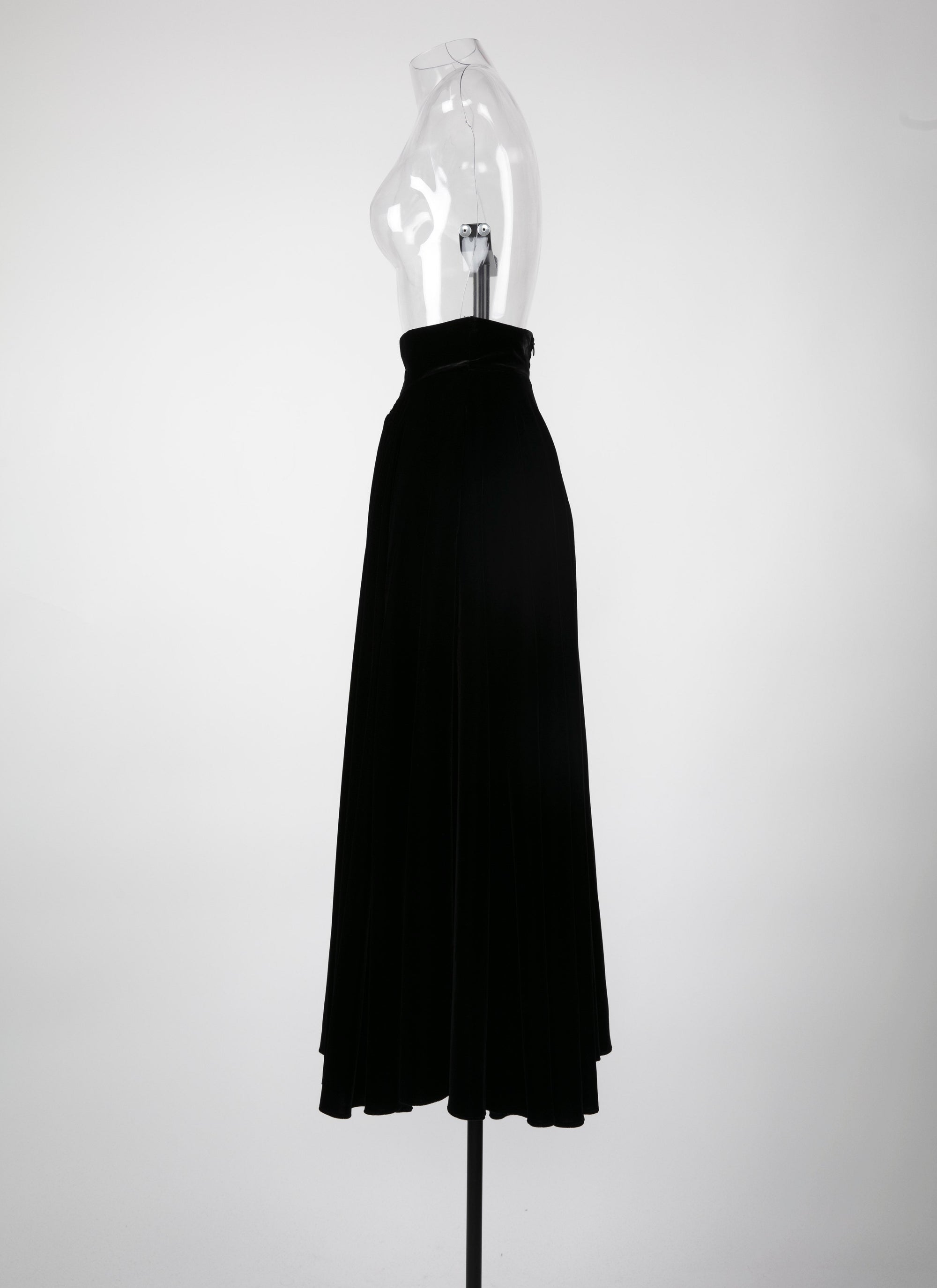 Long velvet skirt - Black intense