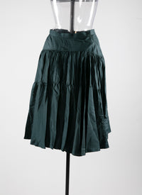 Short silk skirt with gathered detail - Dark Petroleum