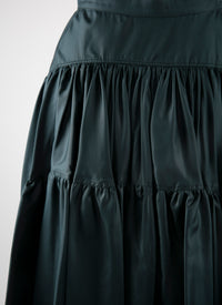 Short silk skirt with gathered detail - Dark Petroleum