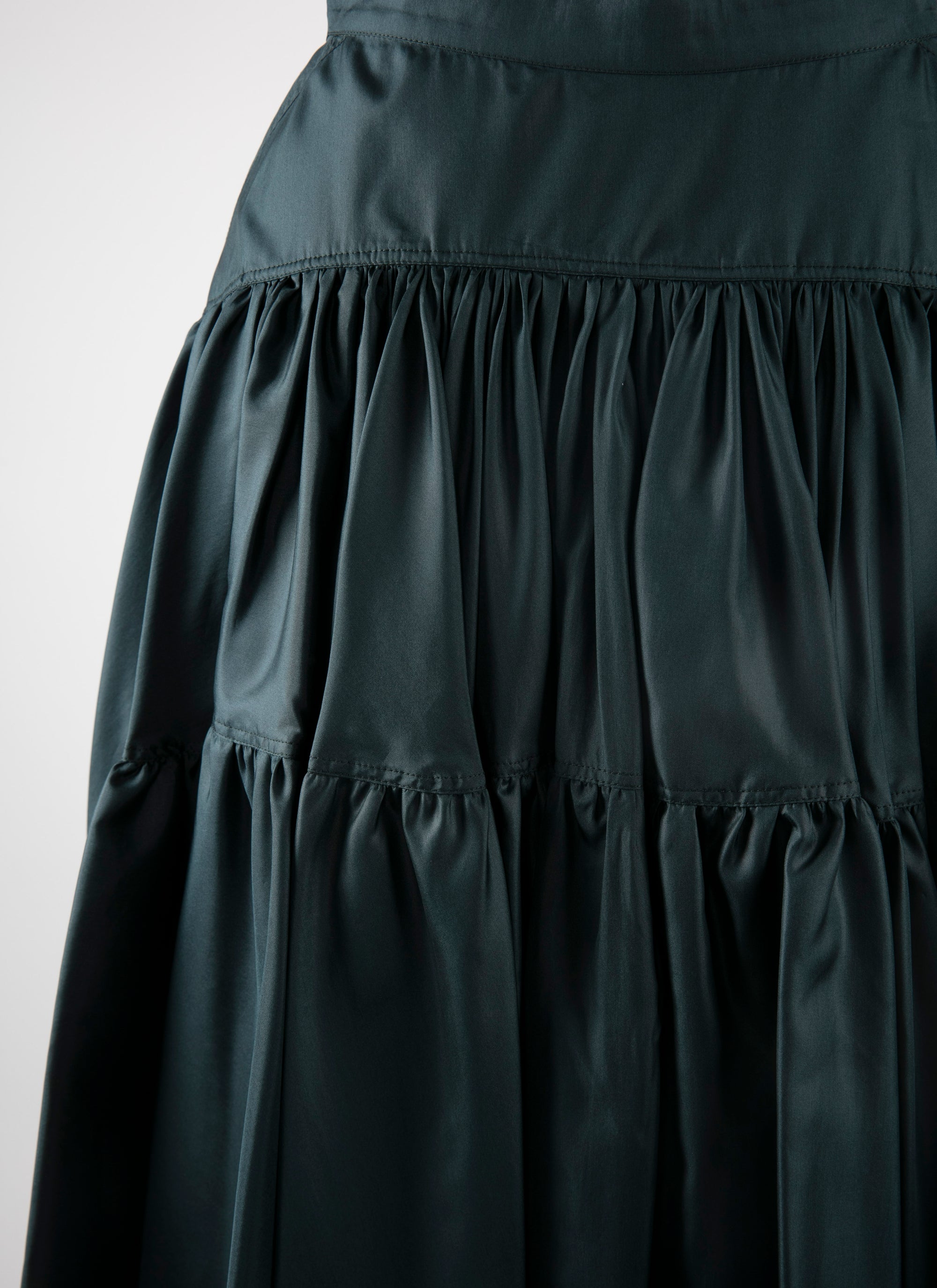 Short silk skirt with gathered detail - Dark Petroleum