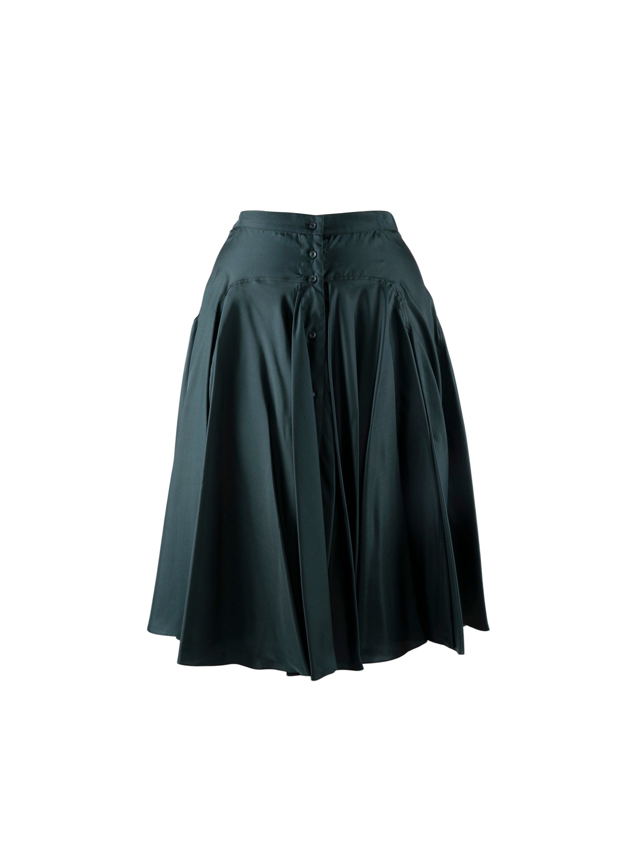 Short silk skirt with gathered detail - Dark Petroleum