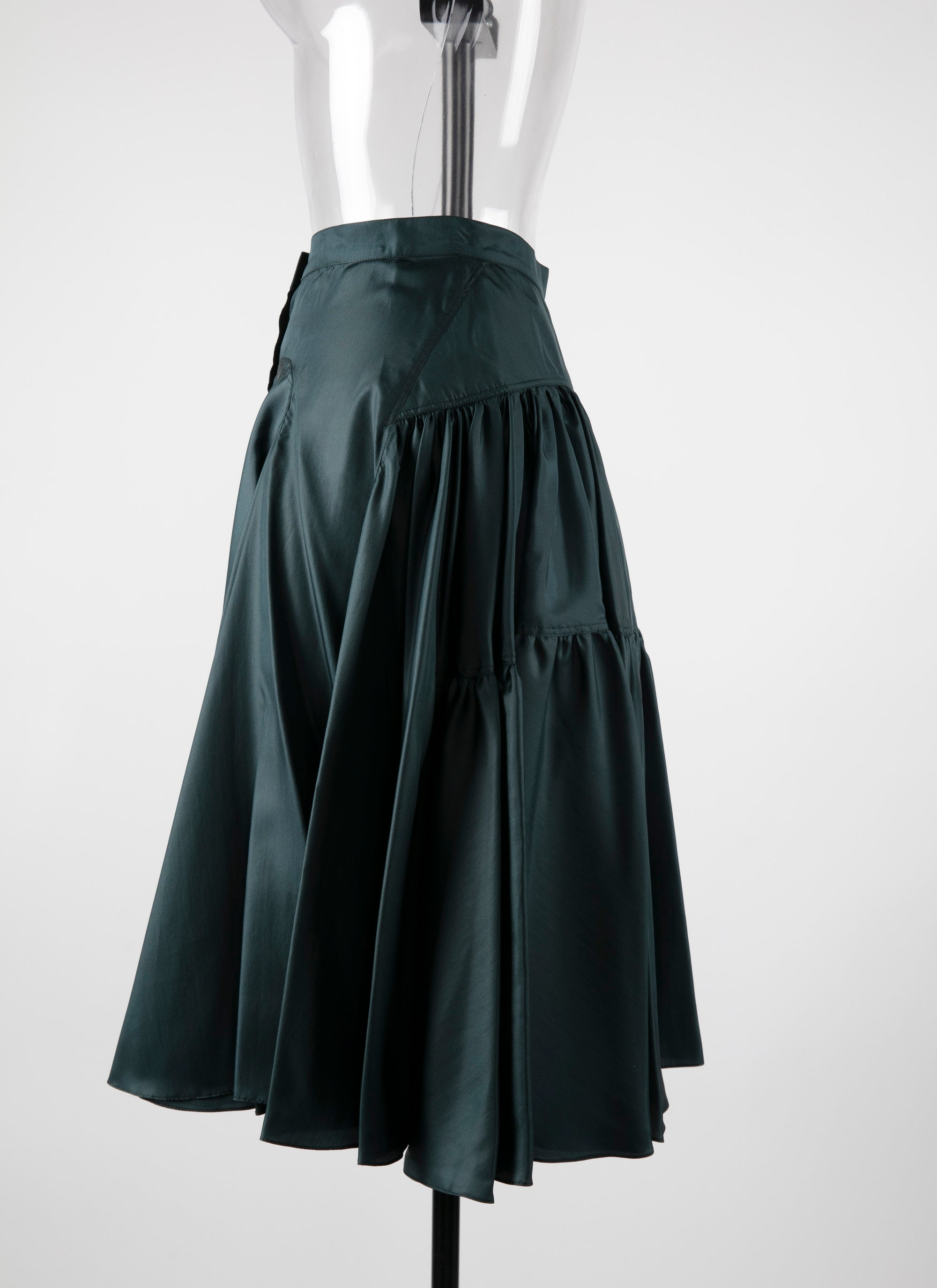 Short silk skirt with gathered detail - Dark Petroleum