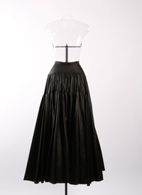 Jupe longue boutonnée détail couture - Noir intense