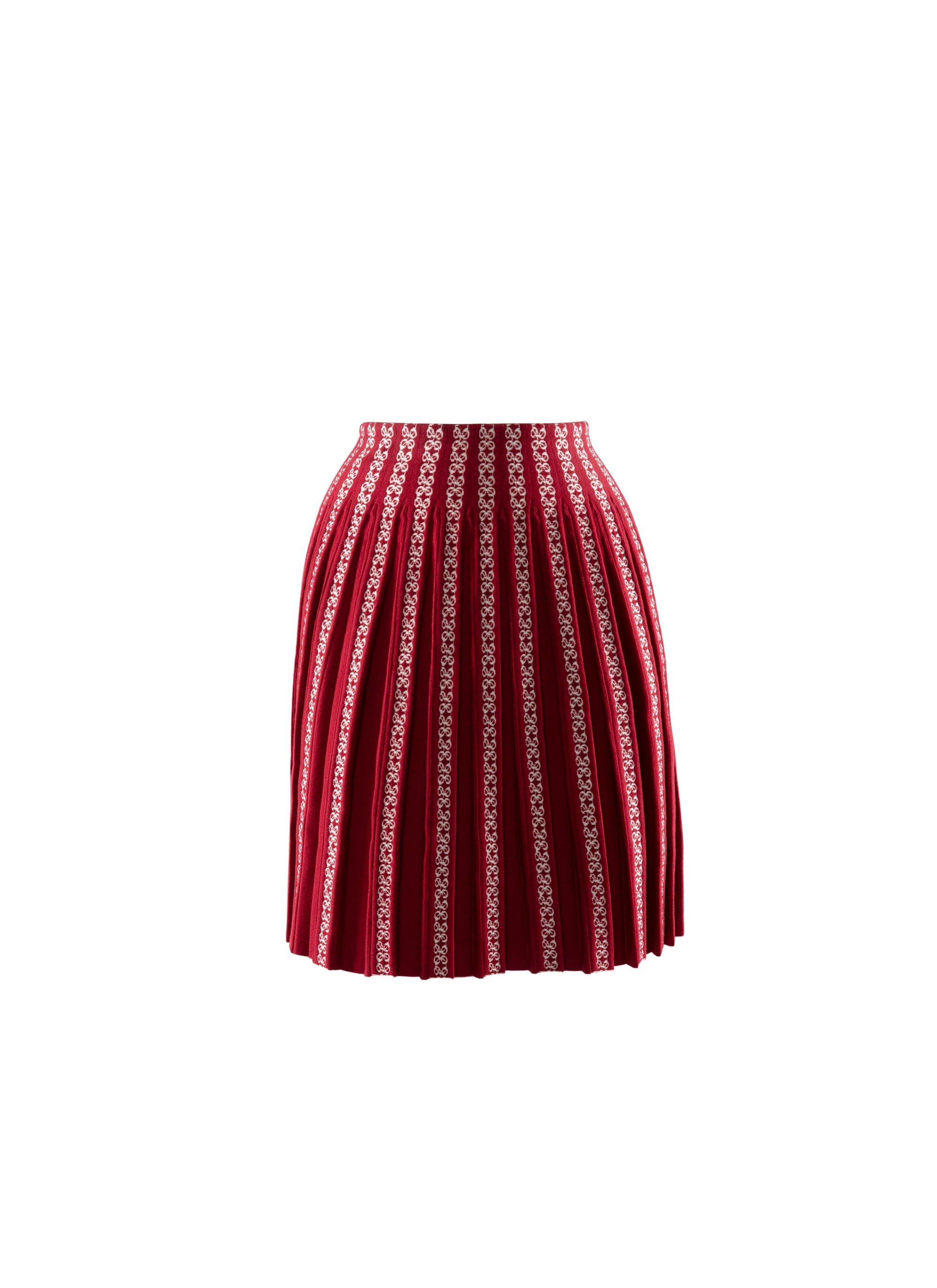 Jupe courte plissée à détails contrastés - Rouge & Blanc