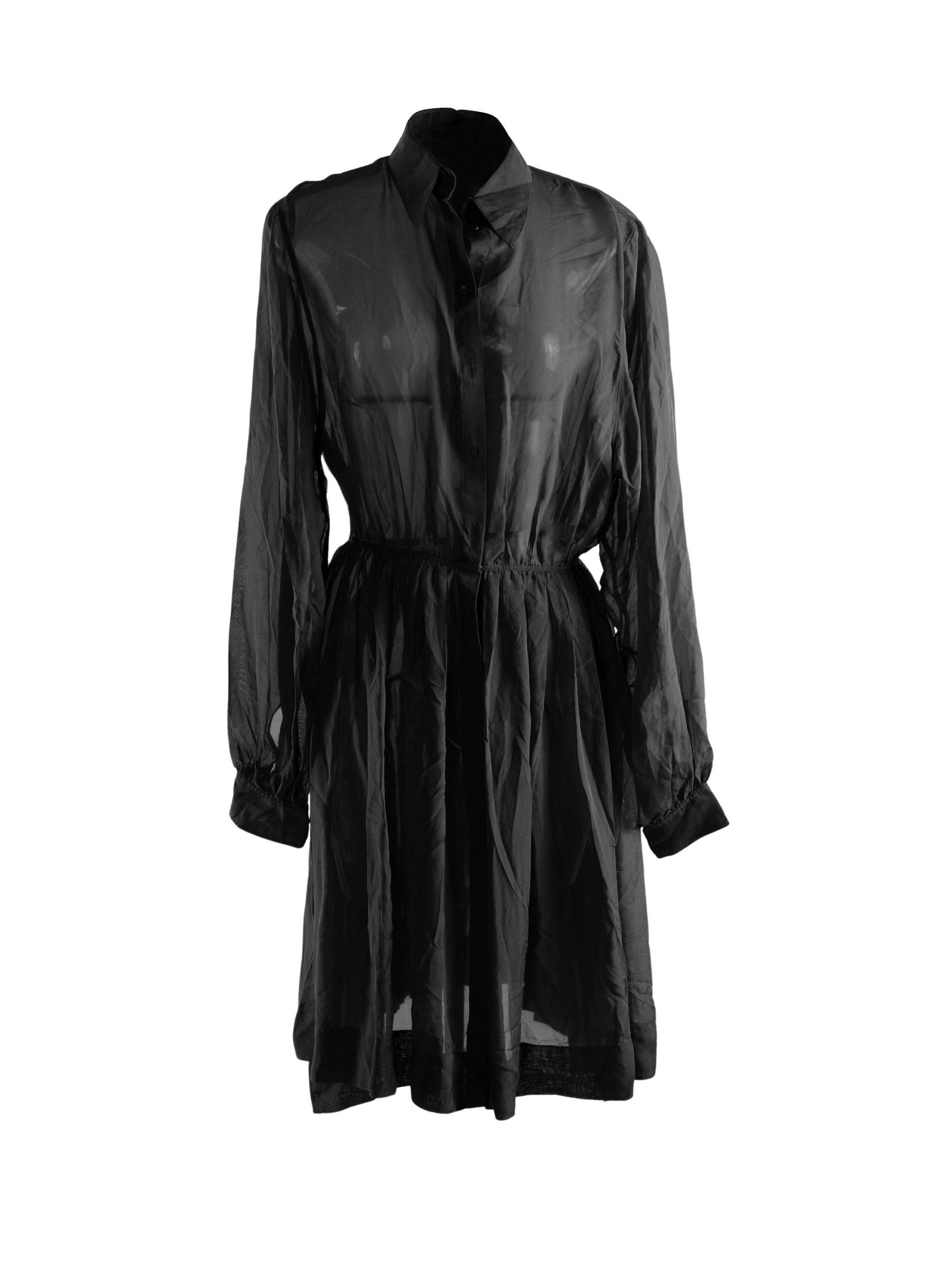 Long-sleeved silk dress - Black intense