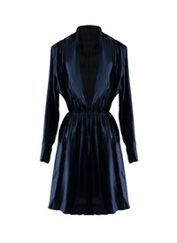 Robe à manches longues en soie - Marine