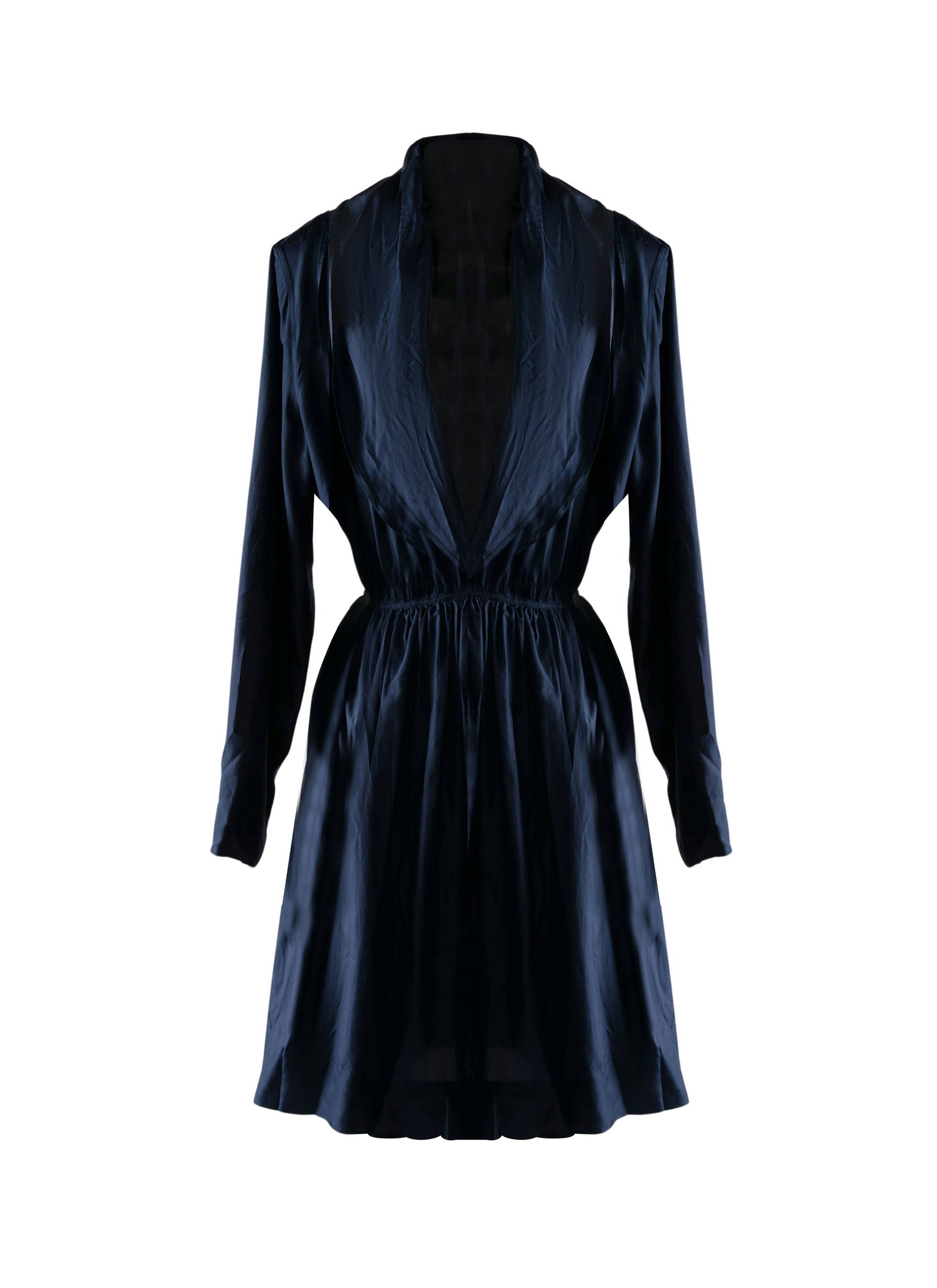 Robe à manches longues en soie - Marine