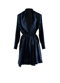 Long-sleeved silk dress - Navy