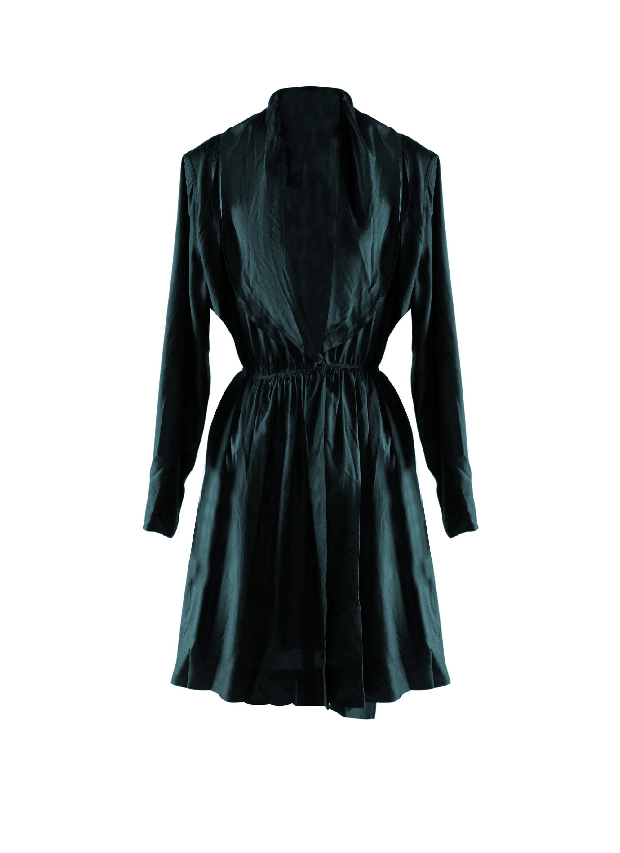 Robe à manches longues en soie - Petrole foncé