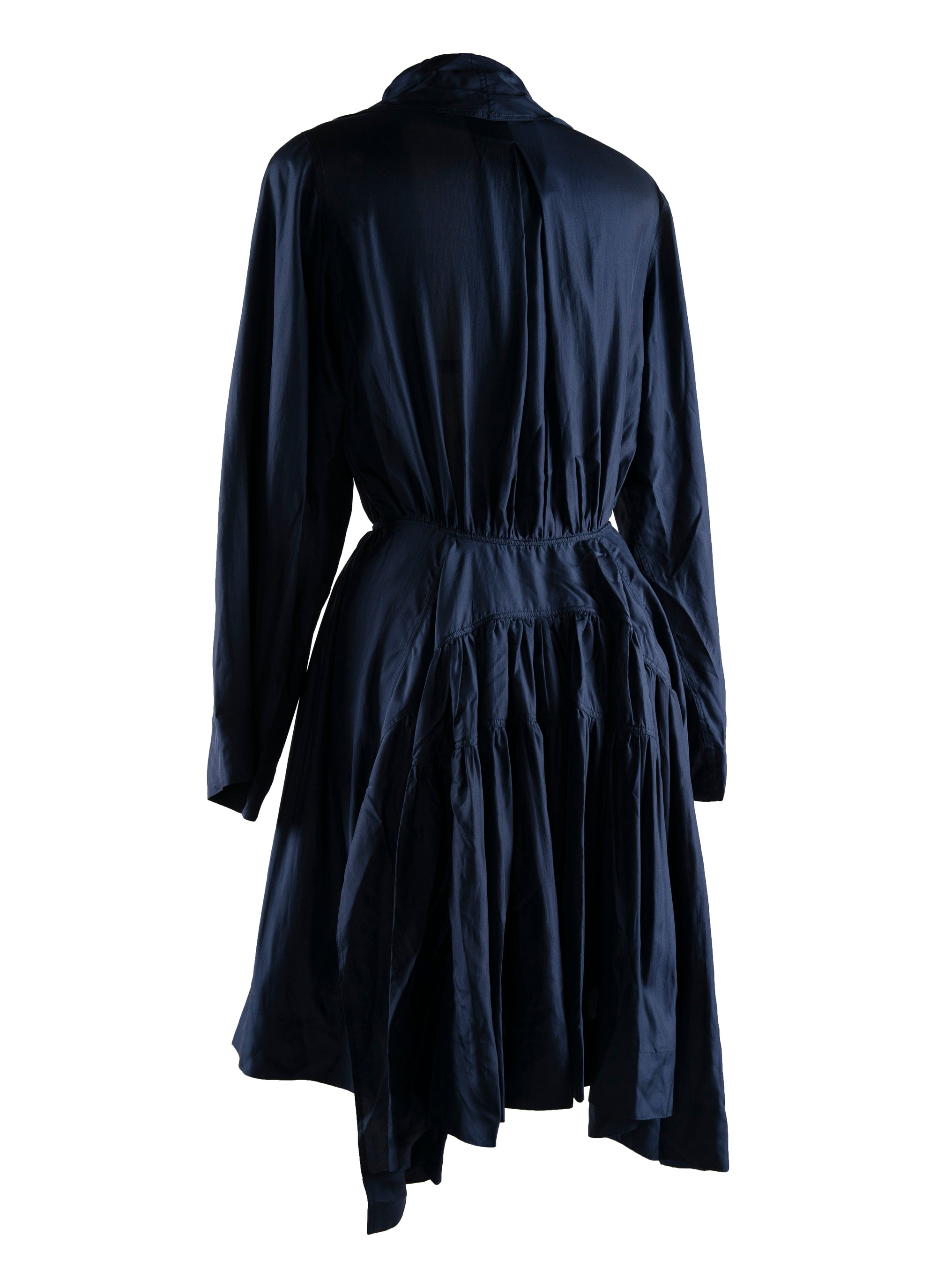 Robe à manches longues en soie - Marine