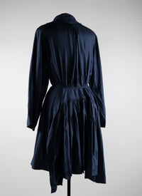 Long-sleeved silk dress - Navy