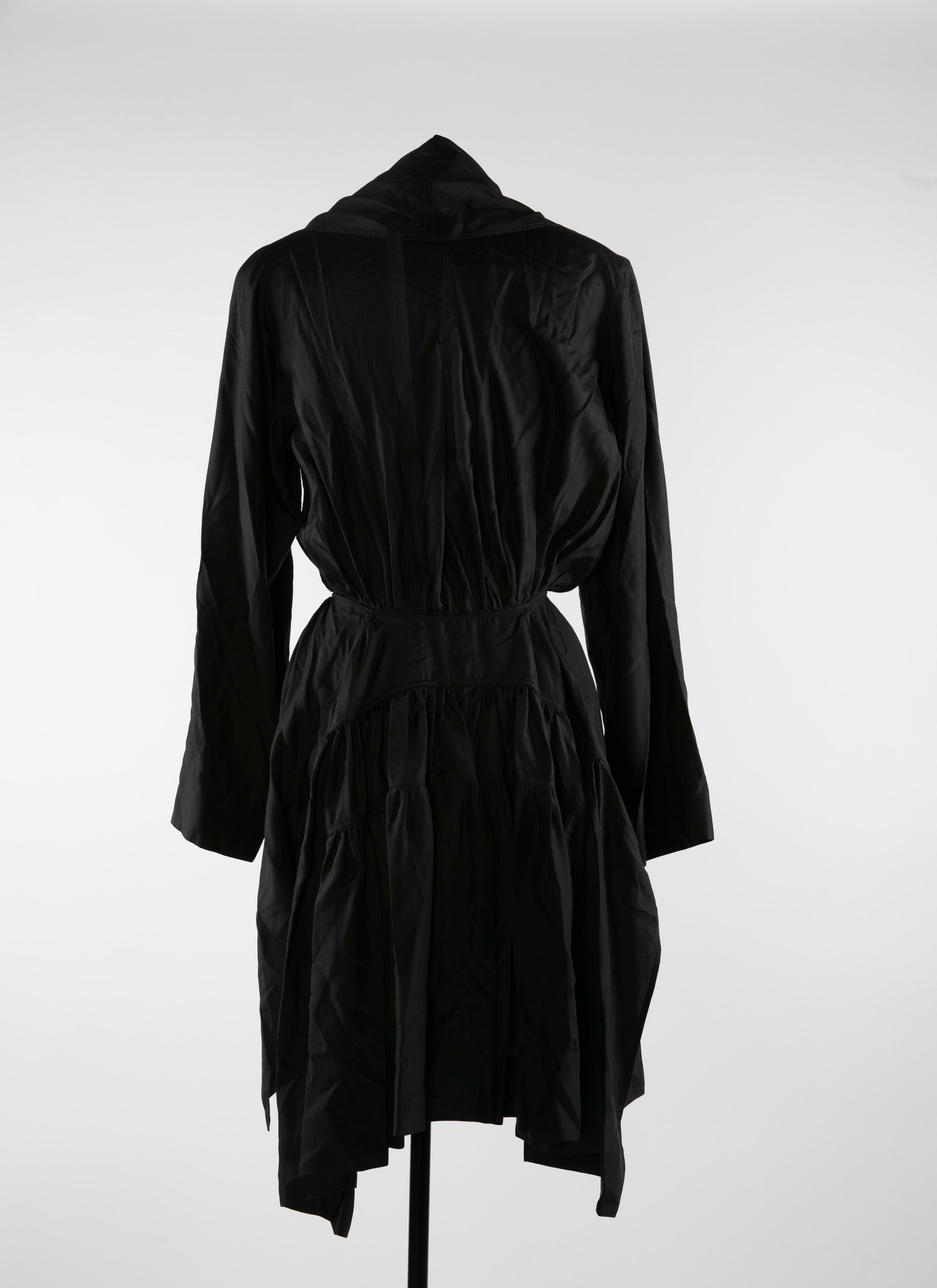 Long-sleeved silk dress - Intense Black