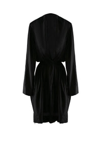 Robe à manches longues en soie - Noir