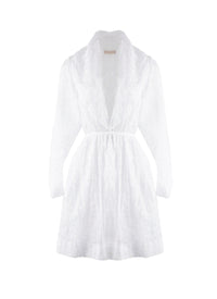 Robe à manches longues à fleurs - Blanc