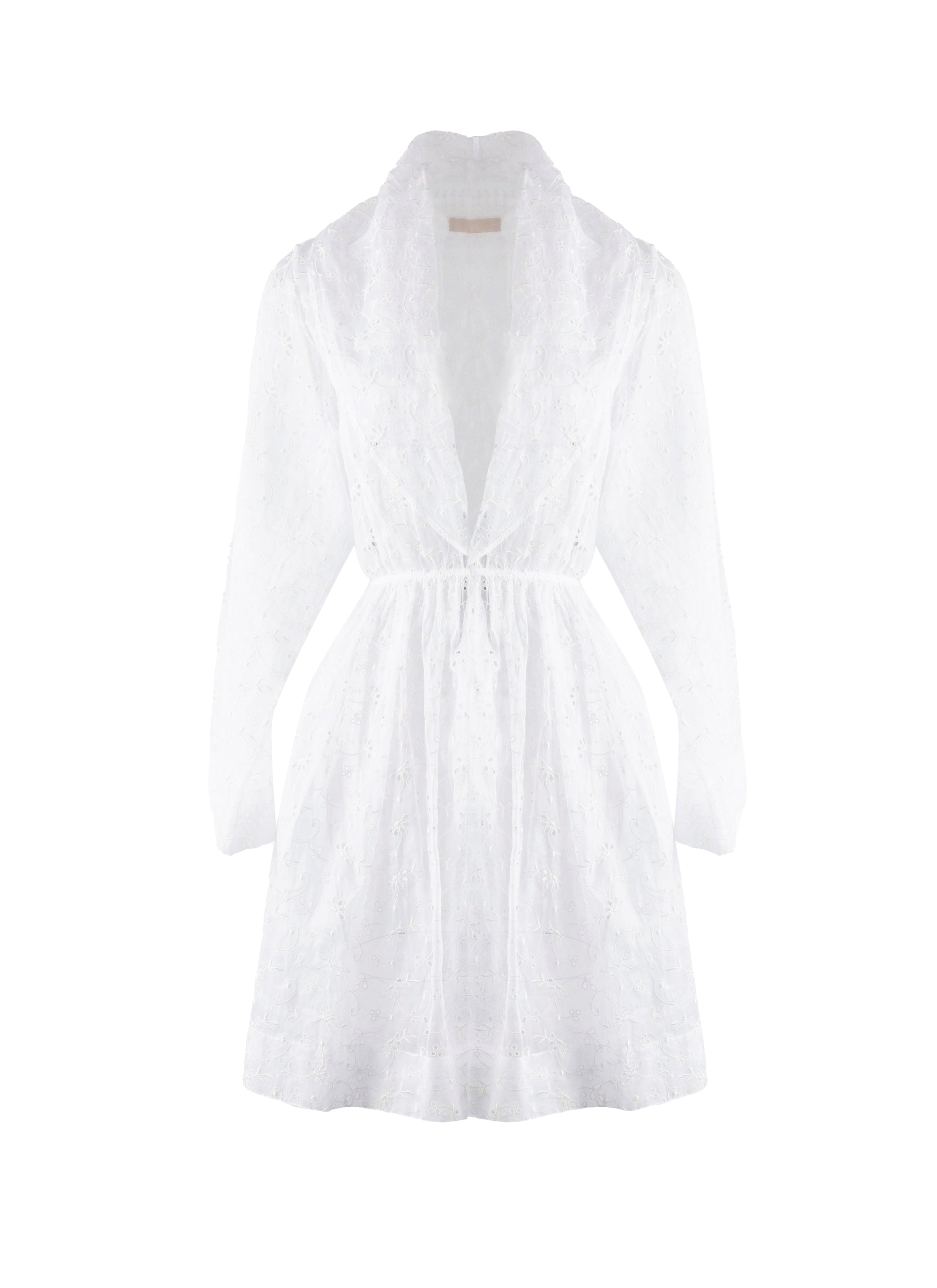 Robe à manches longues à fleurs - Blanc