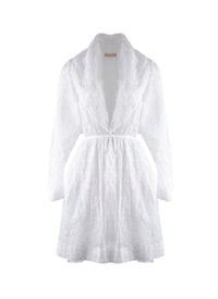Robe à manches longues à fleurs - Blanc