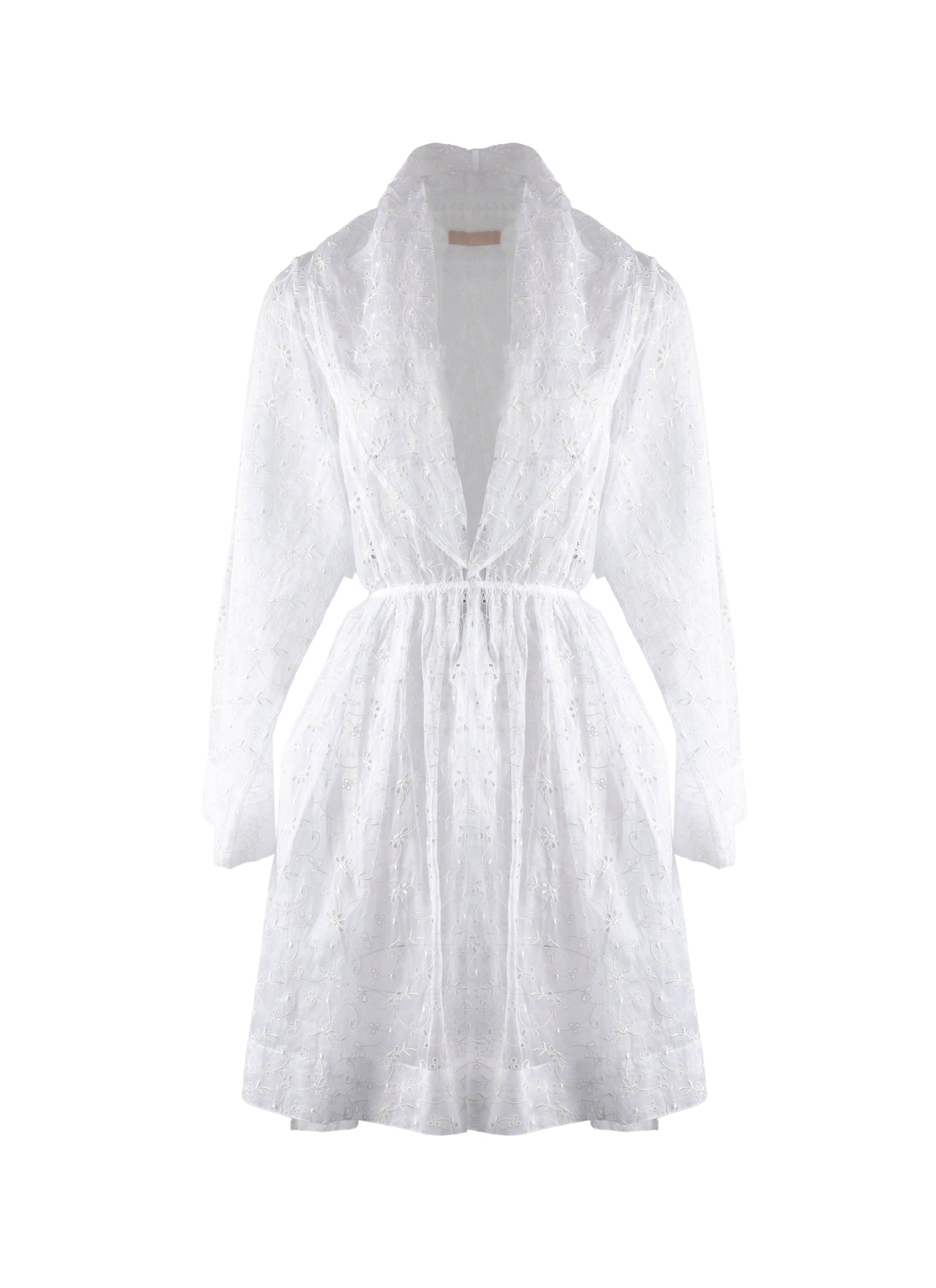 Robe à manches longues à fleurs - Blanc