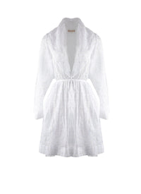 Robe à manches longues à fleurs - Blanc