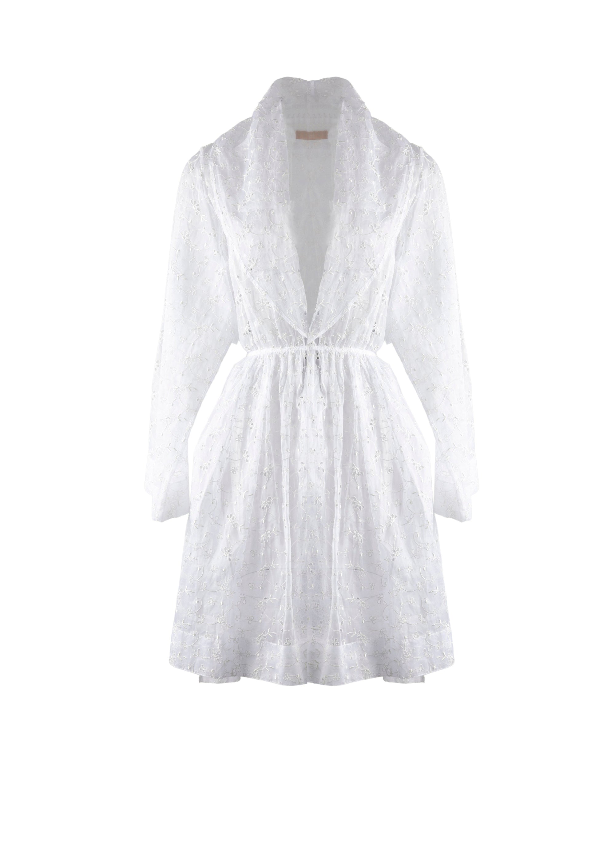 Robe à manches longues à fleurs - Blanc