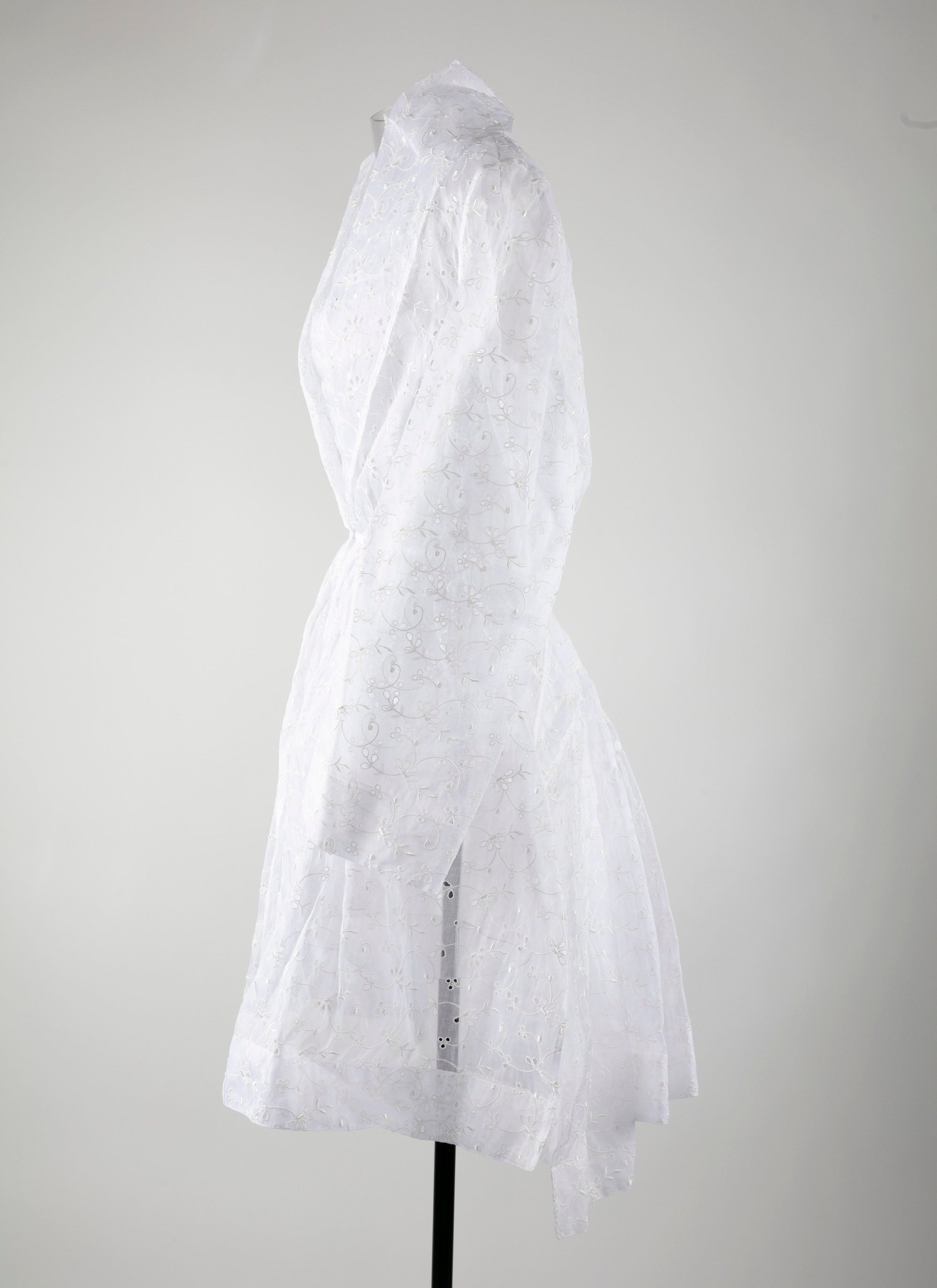 Robe à manches longues à fleurs - Blanc