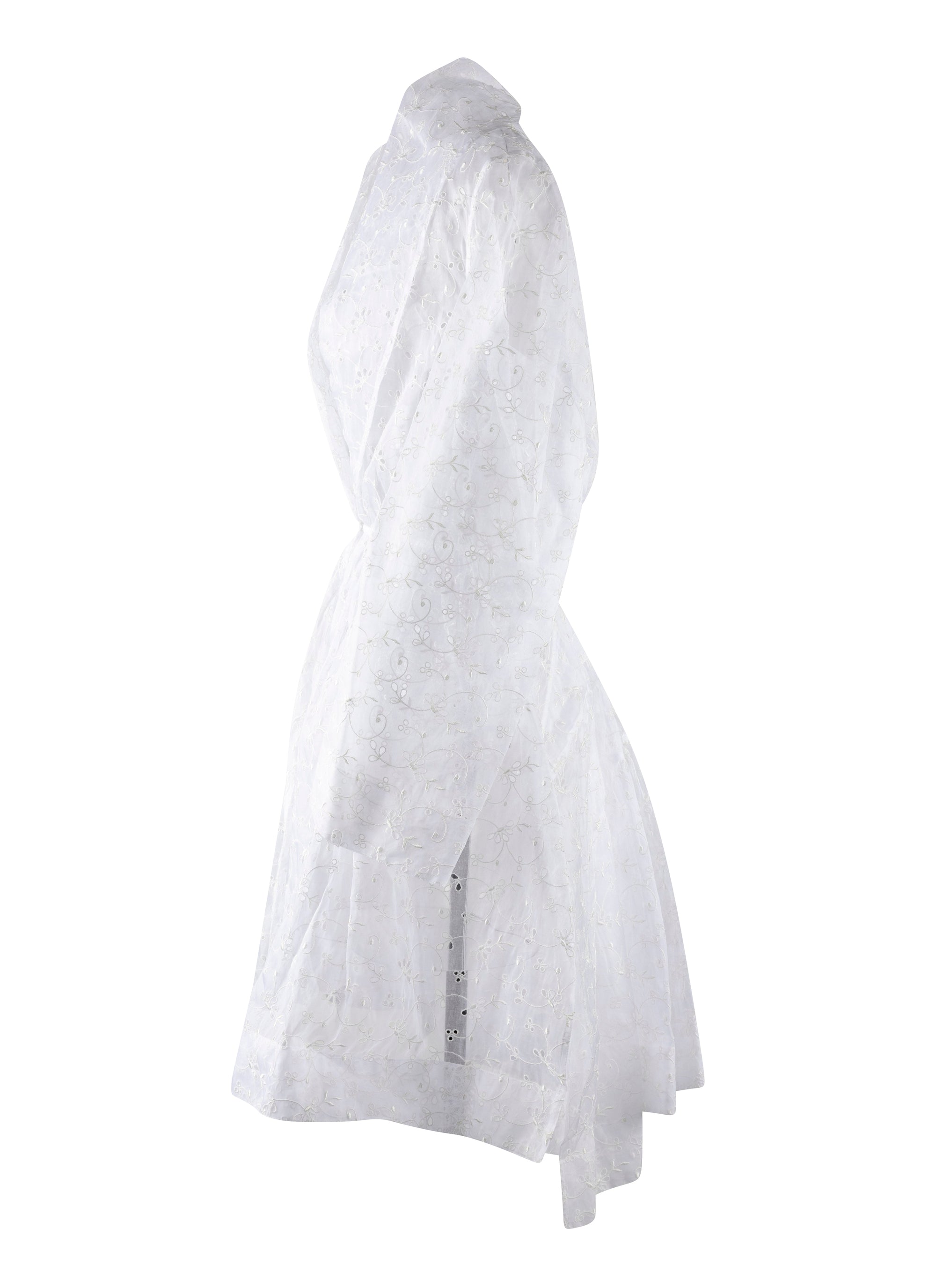 Robe à manches longues à fleurs - Blanc