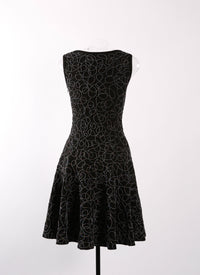 Robe brodée sans manches Rainbow en laine - Noir