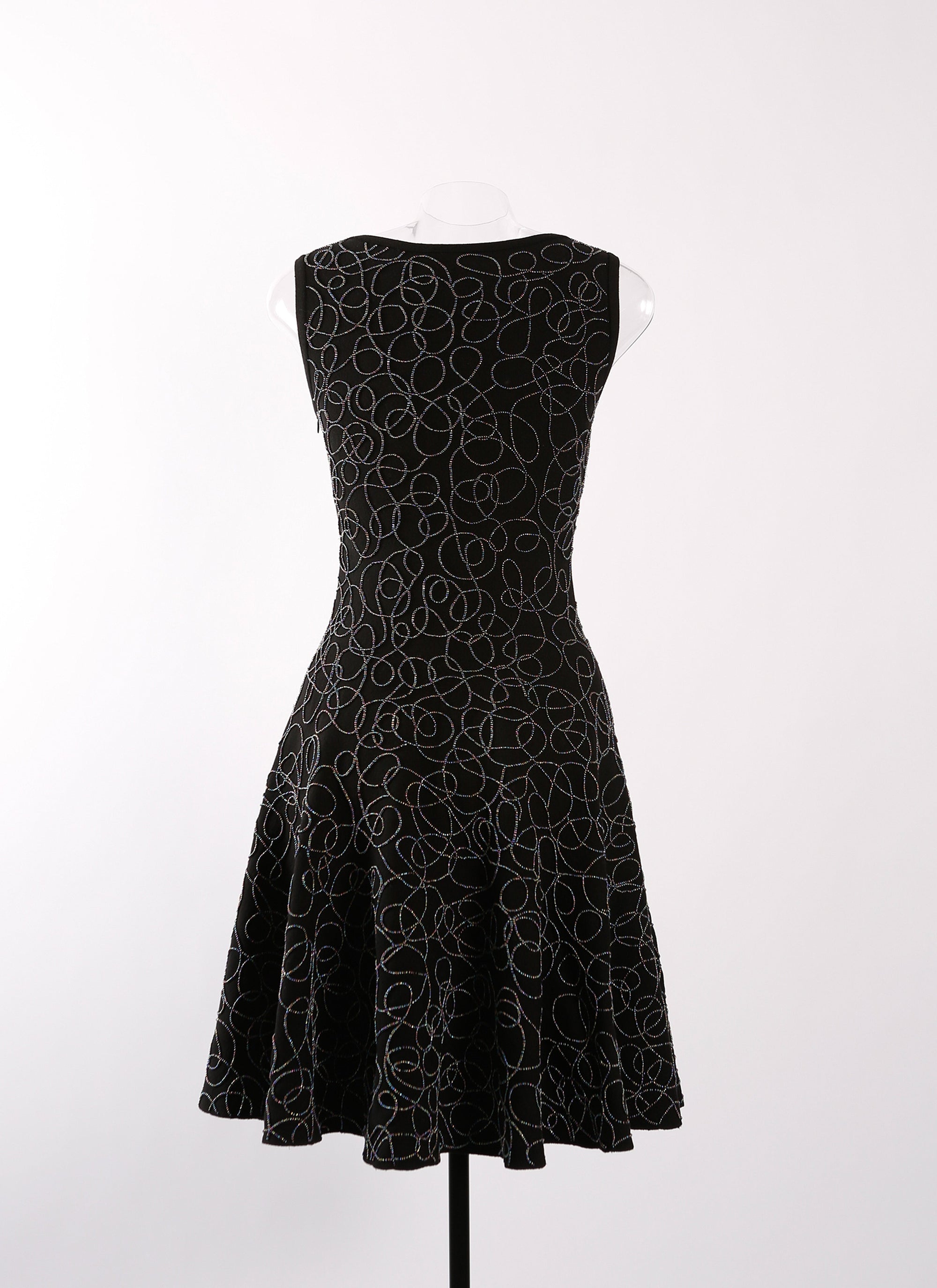 Robe brodée sans manches Rainbow en laine - Noir
