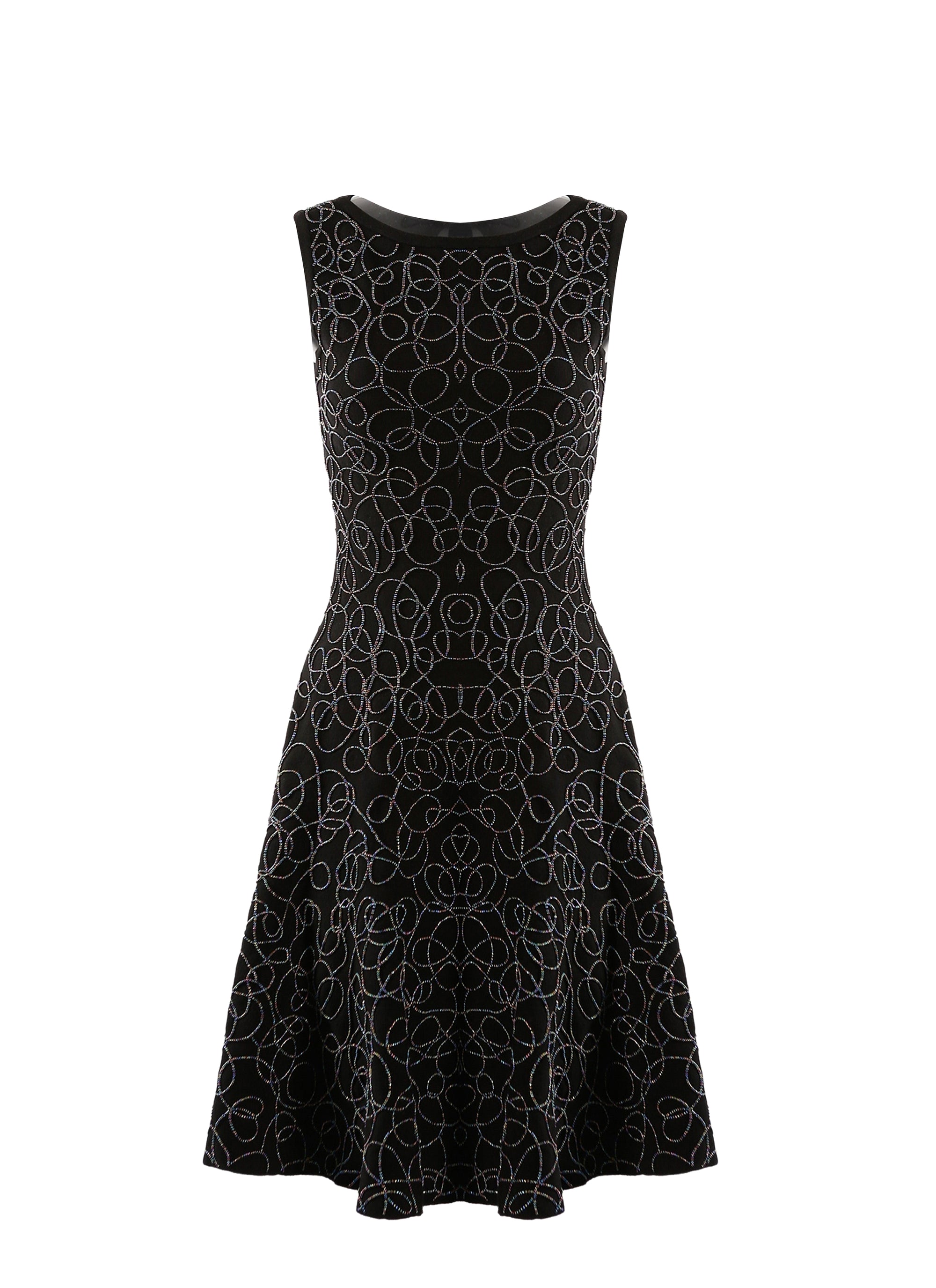 Robe brodée sans manches Rainbow en laine - Noir
