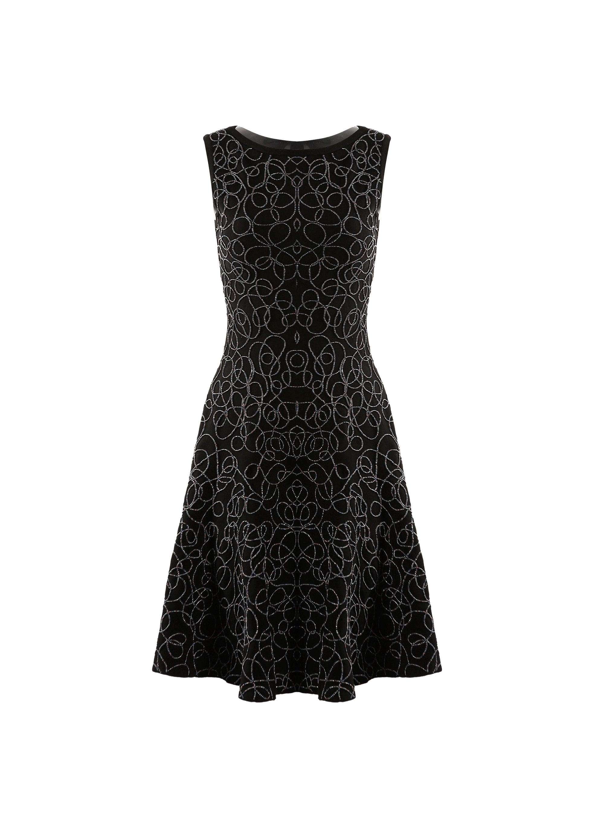 Robe brodée sans manches Rainbow en laine - Noir