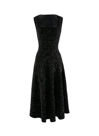 Robe sans manches brodée en laine - Noir