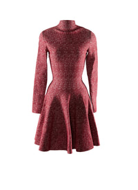 Wool turtleneck skater dress - Red & White