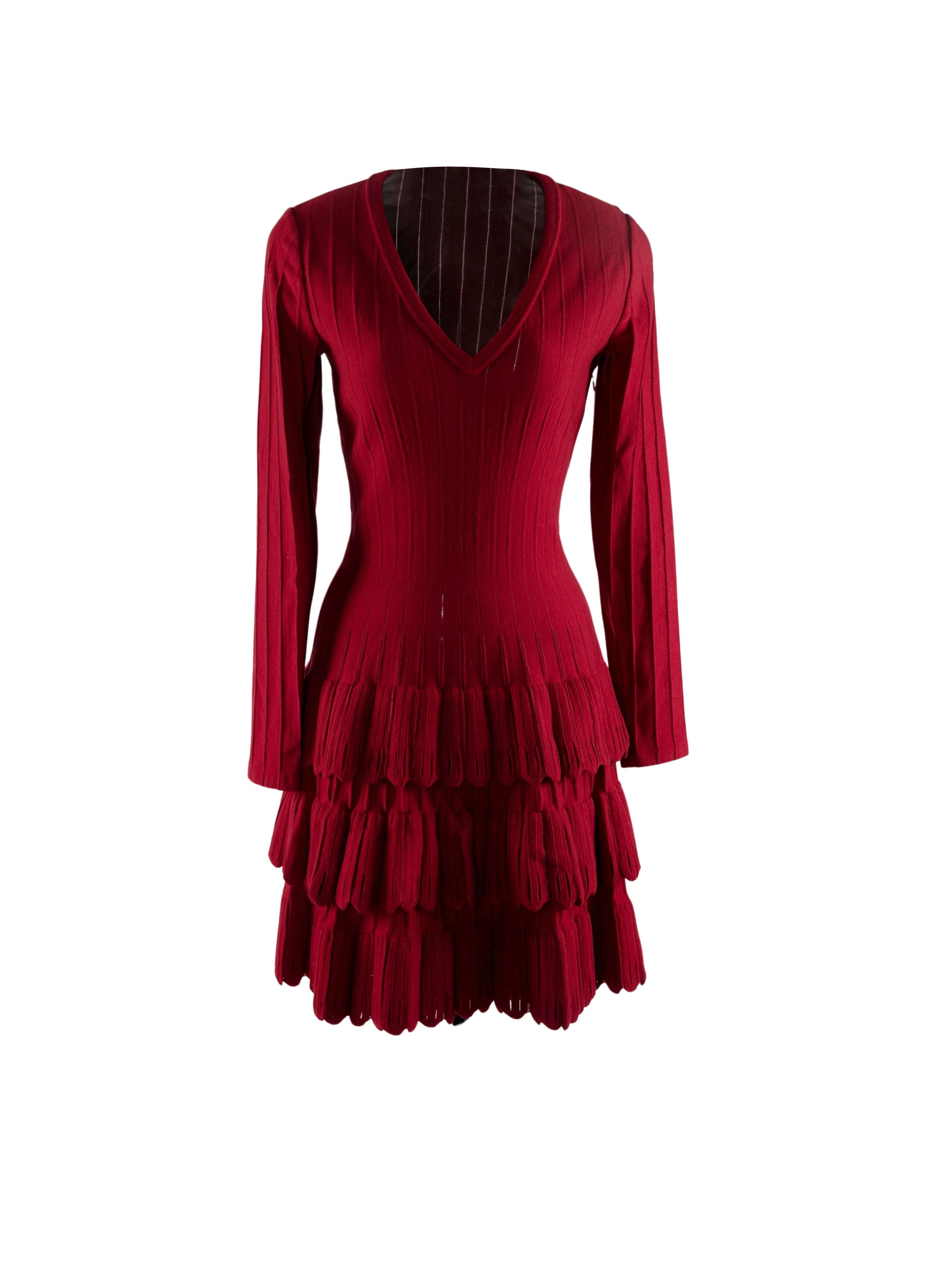 Robe col v volantée en laine - Garance