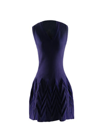 Sleeveless wool v-neck dress - Dark Blue