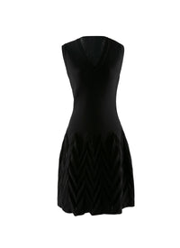 Robe col v sans manches - Noir