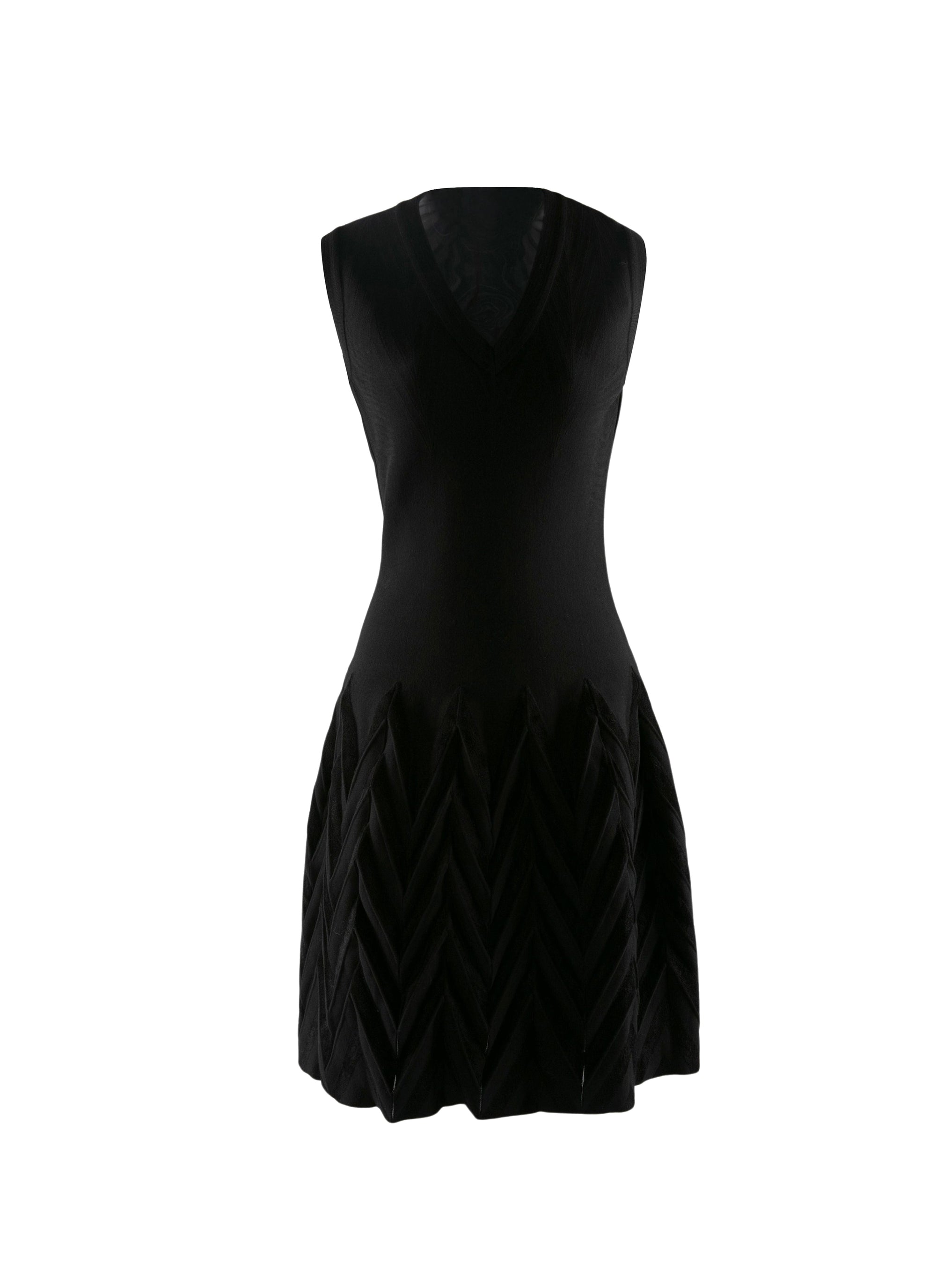 Robe col v sans manches - Noir