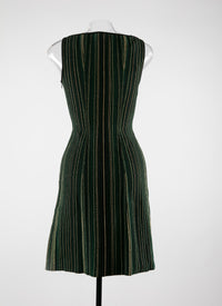 Stripe textured sleeveless dress - Black & Green