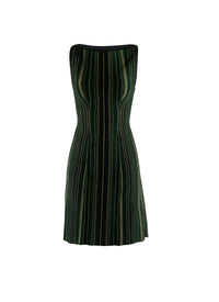 Stripe textured sleeveless dress - Black & Green