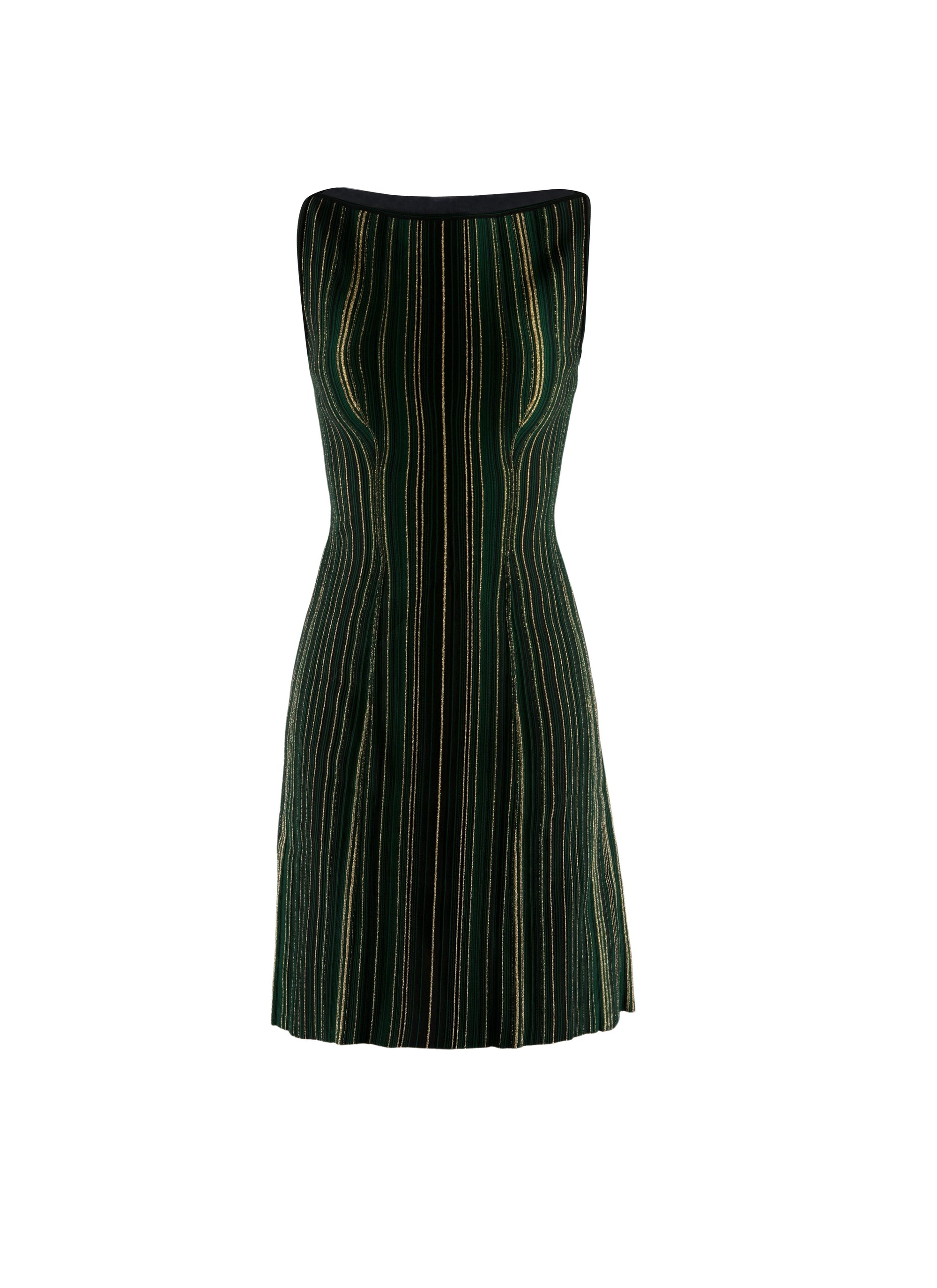 Stripe textured sleeveless dress - Black & Green