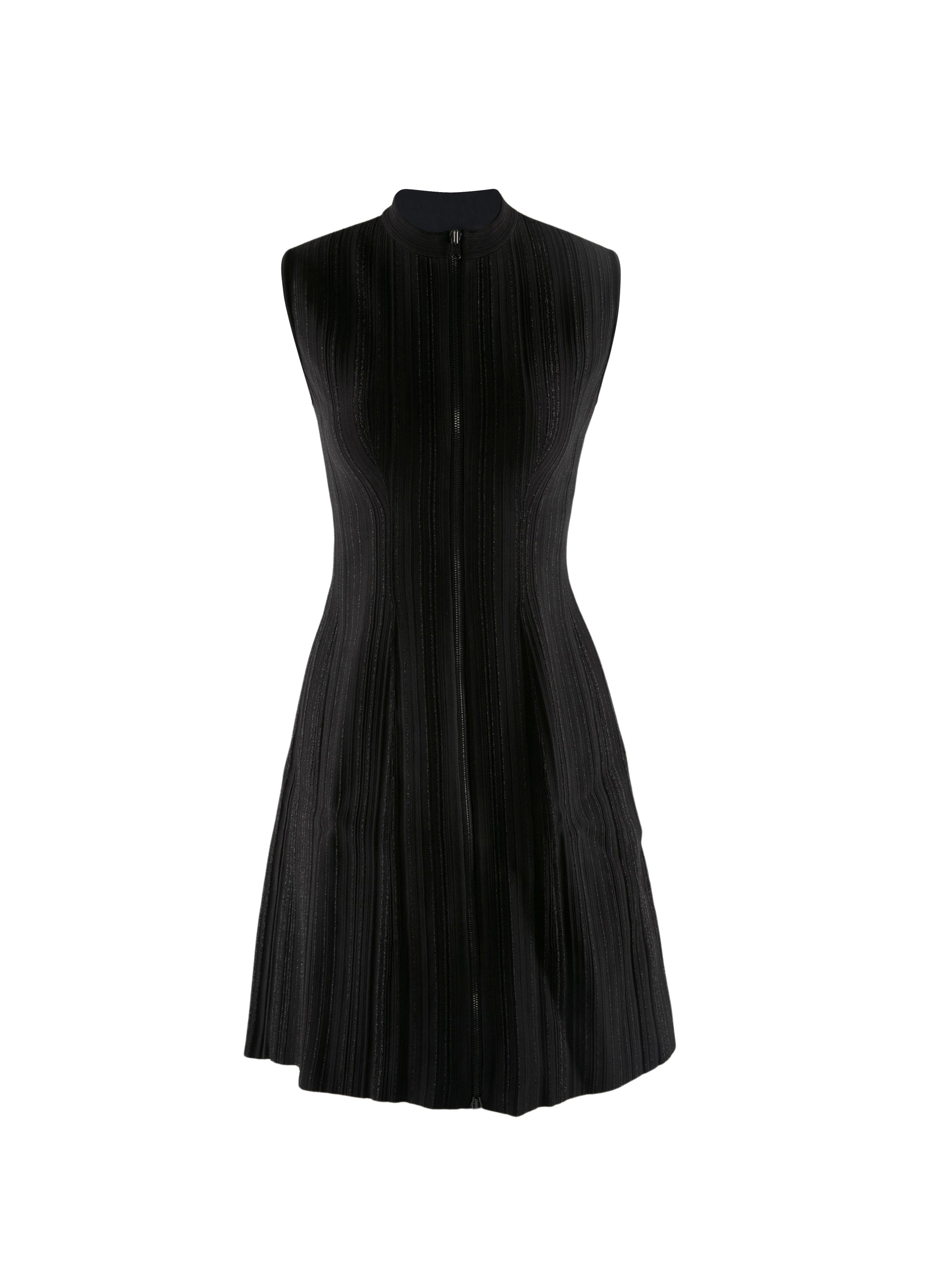 Robe sans manches cintrée à zip - Noir Brillant