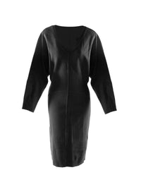 Robe à manches longues en laine - Noir charbon