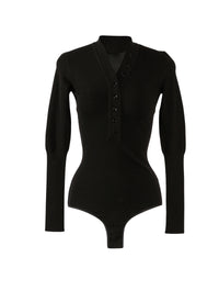 Body boutonné à manches longues Supreme en laine - Noir
