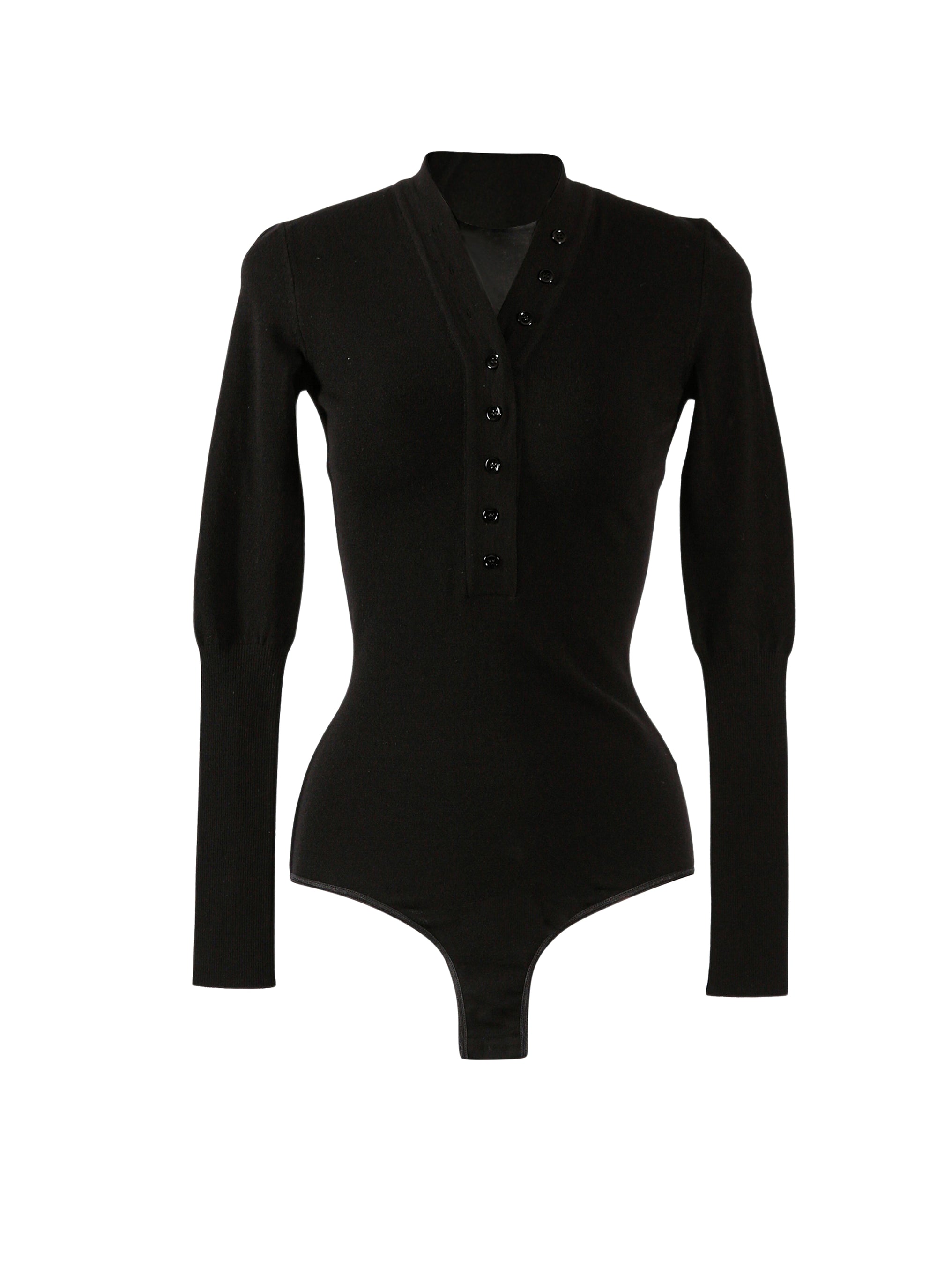Body boutonné à manches longues Supreme en laine - Noir