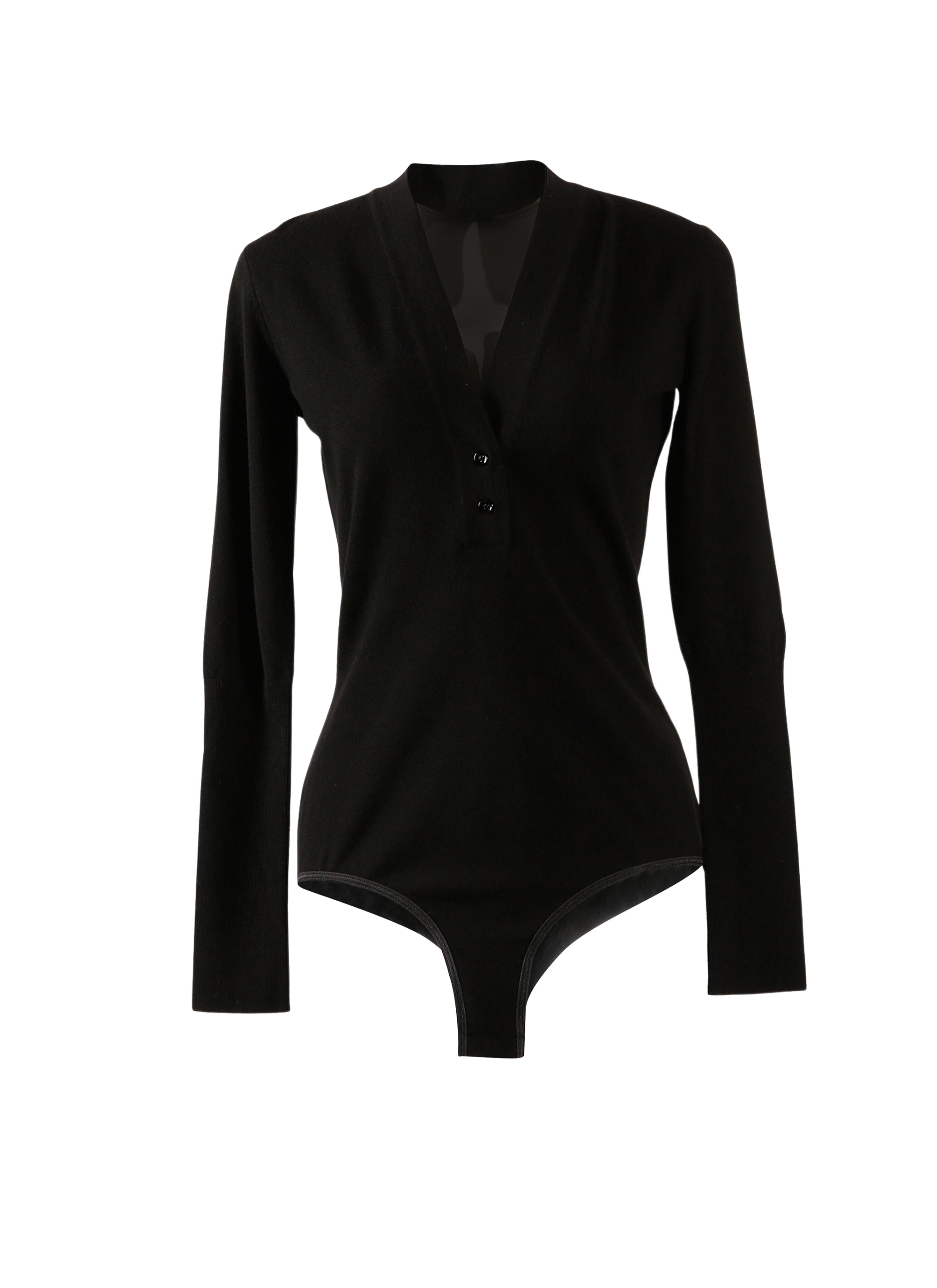 Supreme long sleeve bodysuit in wool - Black