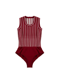 Sleeveless bodysuit with logo stripes - Red & White
