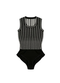 Body sans manches à rayures logo - Noir & Blanc